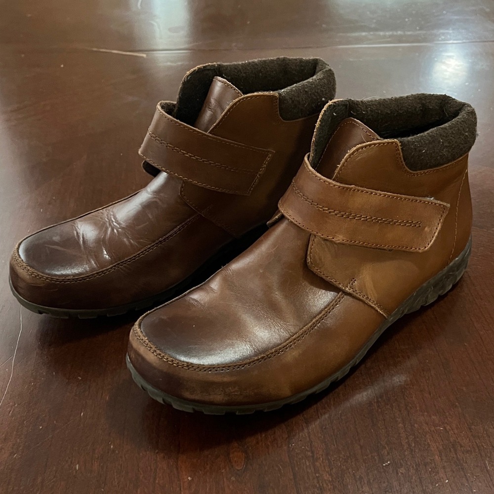 Propet Delaney Strap Brown Leather Ankle Boots Orthopedic Comfort Shoes 8.5 M